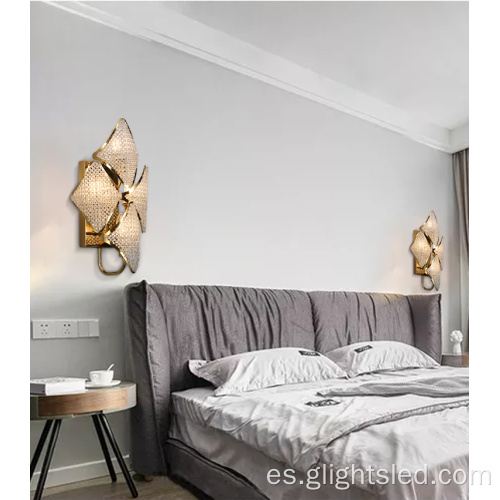 Lámpara de pared de cristal LED de cabecera decorativa para dormitorio